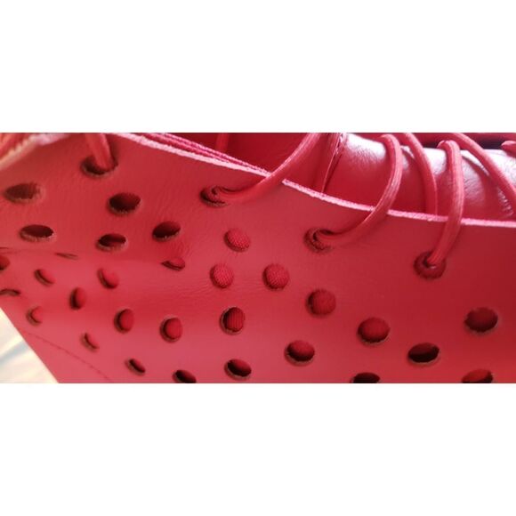 VOLCOM PERFORATED RED LEATHER HIGH TOP SIZE 7 SPECIAL RARE SAMPLE - Picture 11 of 12